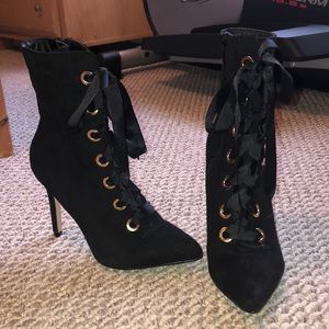 Black Suede Bootie with heel